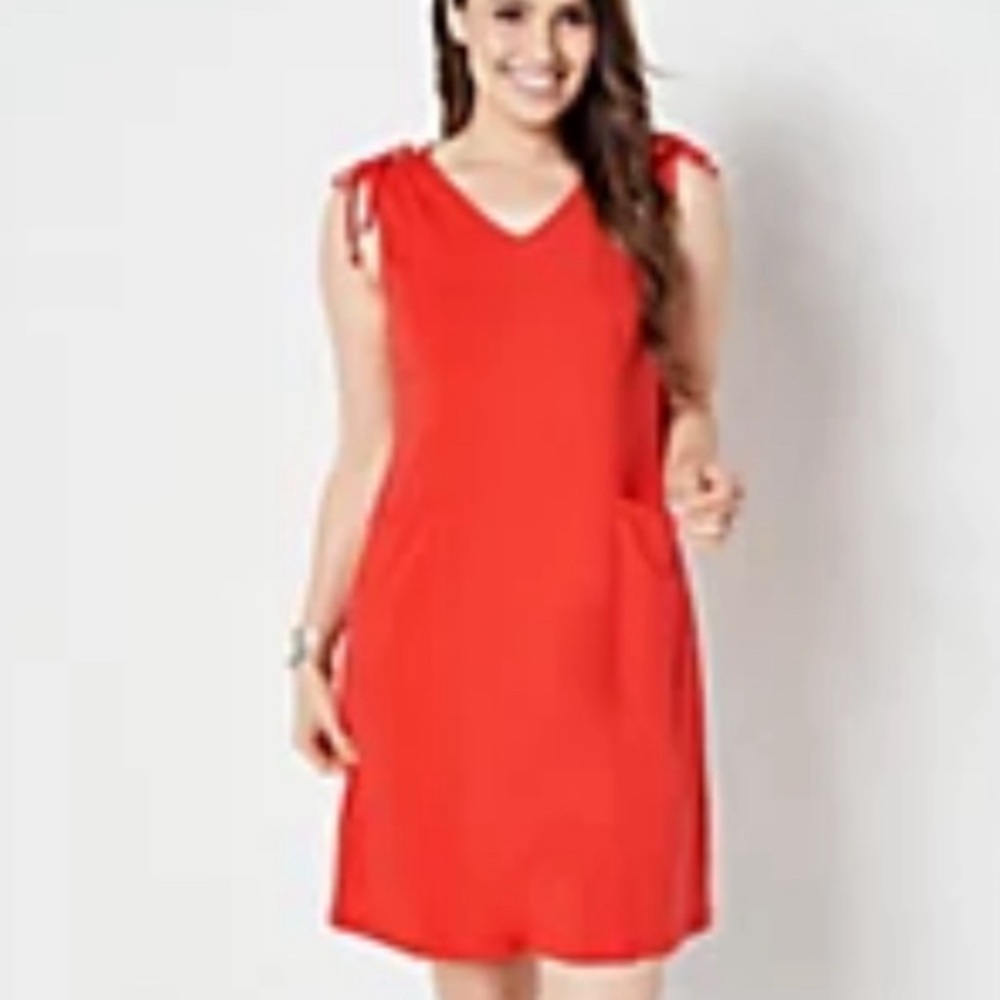 Sleeveless dress with adj ties. Susan Graver (QVC) Weekend Stretch, Cotton Modal